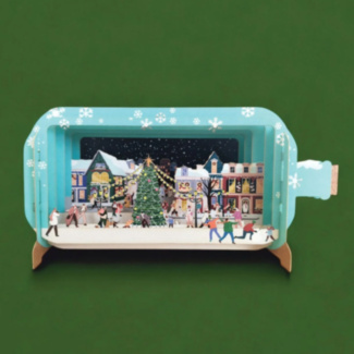 Village Tree Message In A Bottle Christmas Card