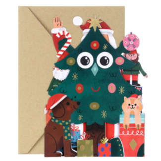 Tree & Friends Aww! So Cute Jiggly Eyes Christmas Card