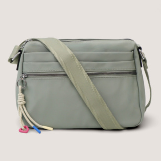 Sage Green Medium Cross Body Bag with Charm Detail