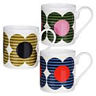 Set of 3 Striped Flower Standard Mugs