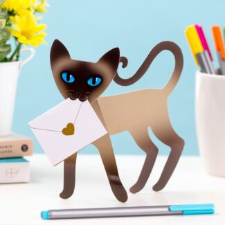 Dandy Siamese Cat 3D Greetings Card