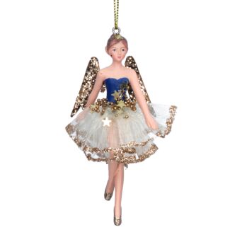 Assorted Blue & Gold Fairy Resin Tree Decoration