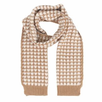 Caramel Hearts Knitted Scarf