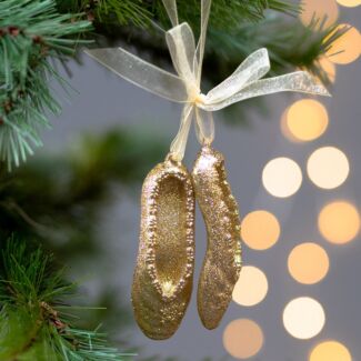 Gold Glitter Ballet Shoes Tree Decoration