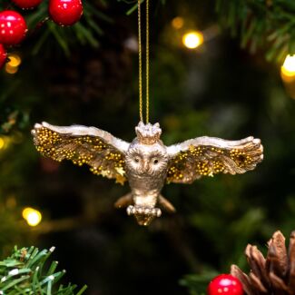 Two-Tone Resin Owl with Crown Tree Decoration