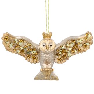 Two-Tone Resin Owl with Crown Tree Decoration