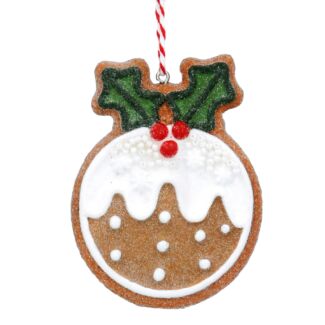 Gingerbread Christmas Pudding Resin Tree Decoration