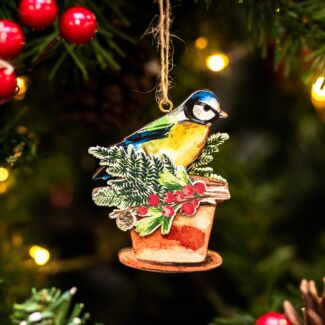 Assorted Bluetit On Pot/Watering Can Tree Decoration