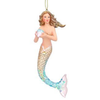 Assorted Blue & Gold Resin Mermaid Tree Decoration