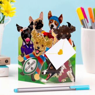 Rugby Dogs 3D Greetings Card