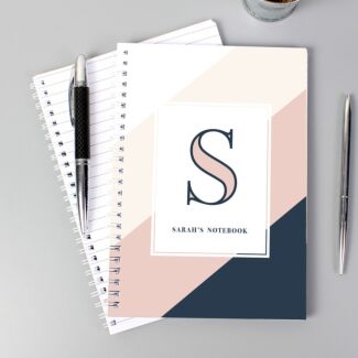 Personalised ‘Free Text’ Navy & Blush A5 Notebook