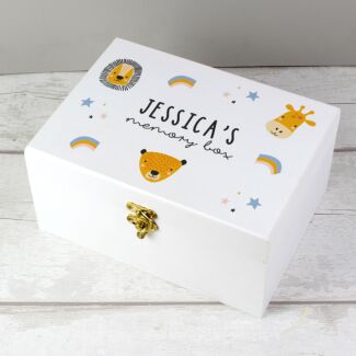 Personalised ‘Zoo’ White Wooden Keepsake Box