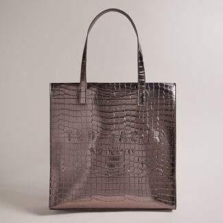 CROCCON Icon Large Gunmetal Croc Bag