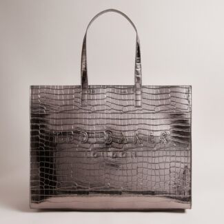 ALLICCON Icon Extra Large Gunmetal Croc Bag