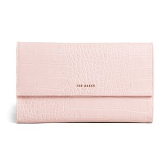 TRAVELZ Croc Effect Pink Travel Organiser Wallet