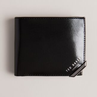 KORNERR Black Metal Corner Leather Bifold Coin Wallet