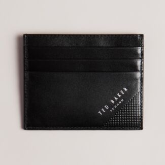 RAFFLE Black Embossed Corner Leather Card Holder