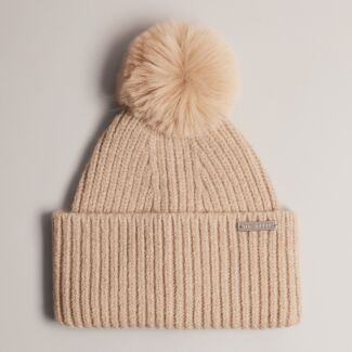 EMILYYS Camel Knitted Bobble Hat