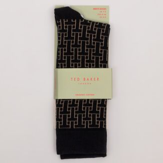 SOKKSIX Black T Pattern Men's Crew Socks