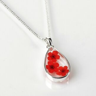 Red Eternal Flowers Small Teardrop Necklace