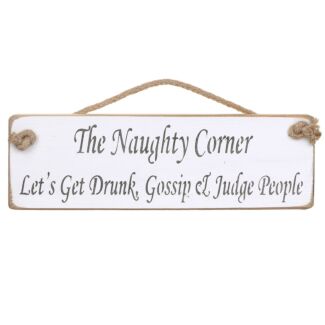 ‘The Naughty Corner’ Natural Wooden Sign