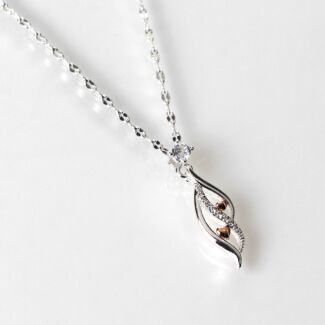 Two Tone Ripple Heart Necklace