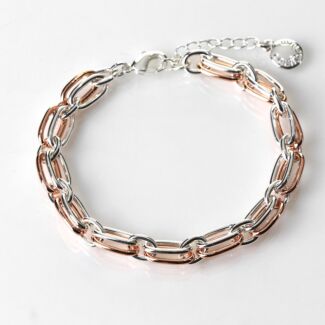 Polished Two-Tone Modern Links Bracelet