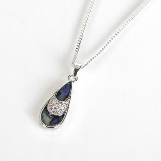 Silver Plated Paua Shell Teardrop Necklace