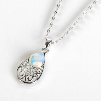 Silver Plated Moonstone Teardrop Necklace