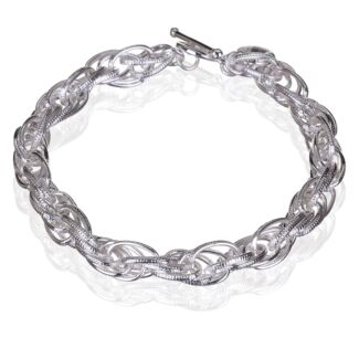 Silver Plated Contemporary Triple Link Bracelet