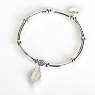 Silver Plated Back to Nature Mother of Pearl Leaf Bracelet