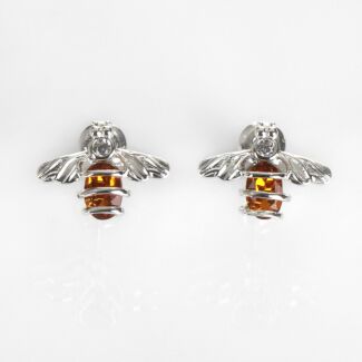 Silver Plated Honey Bee Coiled Stud Earrings