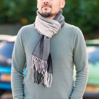 Men’s Grey Colour Block Boxed Scarf