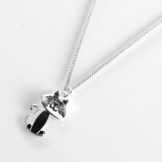 Girls Silver Plated Cute Cat Necklace