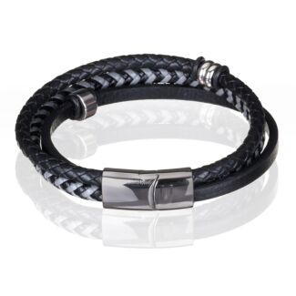 Men’s 3-in-1 Black Leather Bracelet