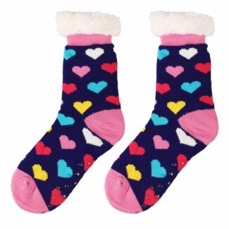Hearts Navy Women’s Slipper Socks