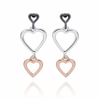 Mixed Metal Triple Heart Earrings
