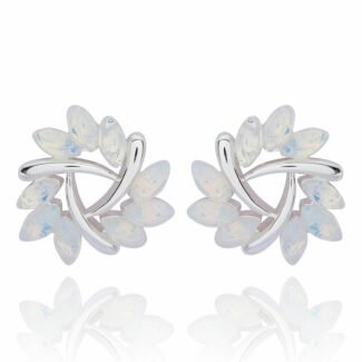Silver Plated Moonstone Twist Stud Earrings