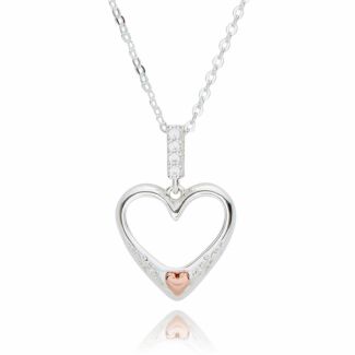 Polished Pretty Heart Two Tone Necklace