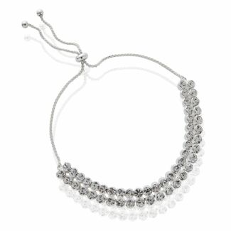 Silver Plated Bling Two Tier Friendship Bracelet