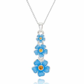 Silver Plated Forget Me Not Trio Necklace