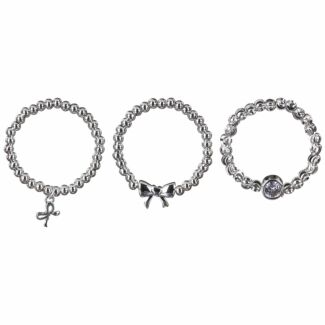 Silver Plated Rings Bows 3 Stacking Rings Gift Set