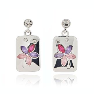 Luxe Tag Floral Silver Plated Stud Earrings