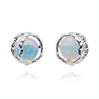 Moonstone Eclipse Silver Plated Stud Earrings