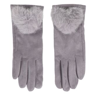 Heart Grey Pom Pom Gloves