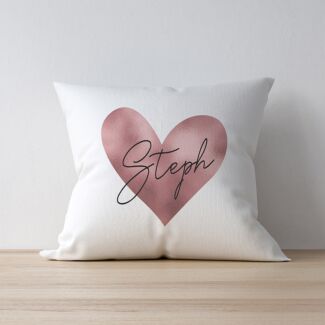 Personalised Rose Gold Heart Name Only Cushion