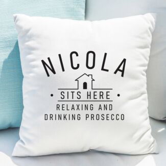 Personalised Sits Here Cushion