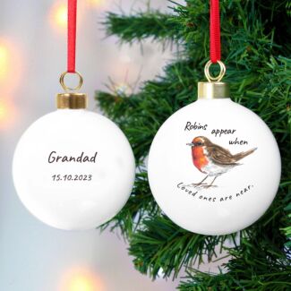 Personalised Robins Appear Ceramic Christmas Bauble