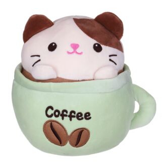 Mochi Pop 8” Cat In A Coffee Cup Soft Toy
