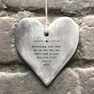 ‘Everything Will Work Out’ Rustic Hanging Heart